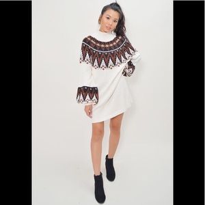 NWT $198 Free People Size Small Long Sleeve Scotland Mini Sweater Dress